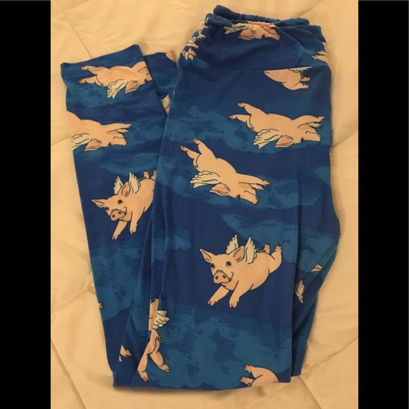 LuLaRoe Pants - LuLaRoe leggingsOS blue flying pigs